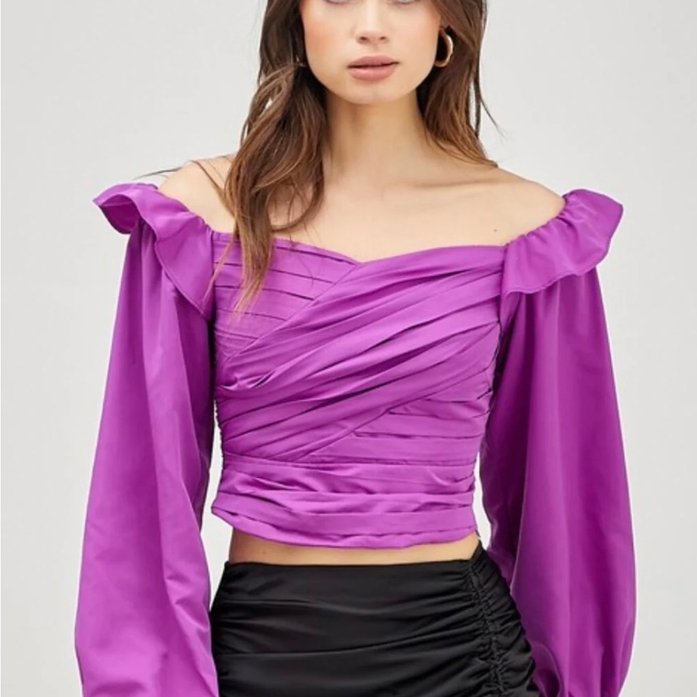 DO+BE Vibrant Purple Off-Shoulder Blouse